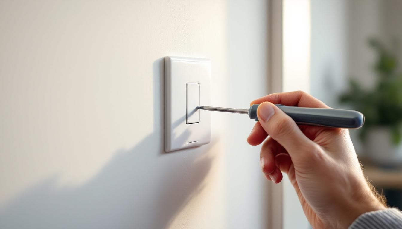 Remplacement d'un interrupteur mural avec tournevis et testeur de tension